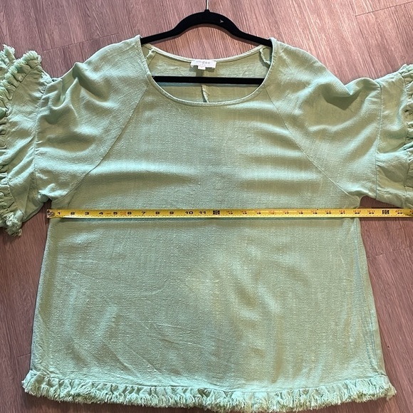 Umgee Women’s Tunic Medium Green Linen Cotton Blend Longline Oversized Tiered - Picture 12 of 15